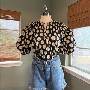 SEA Arline Polka Dot Puff Sleeve Cotton Blouse, SIZE SMALL NEW. 0259